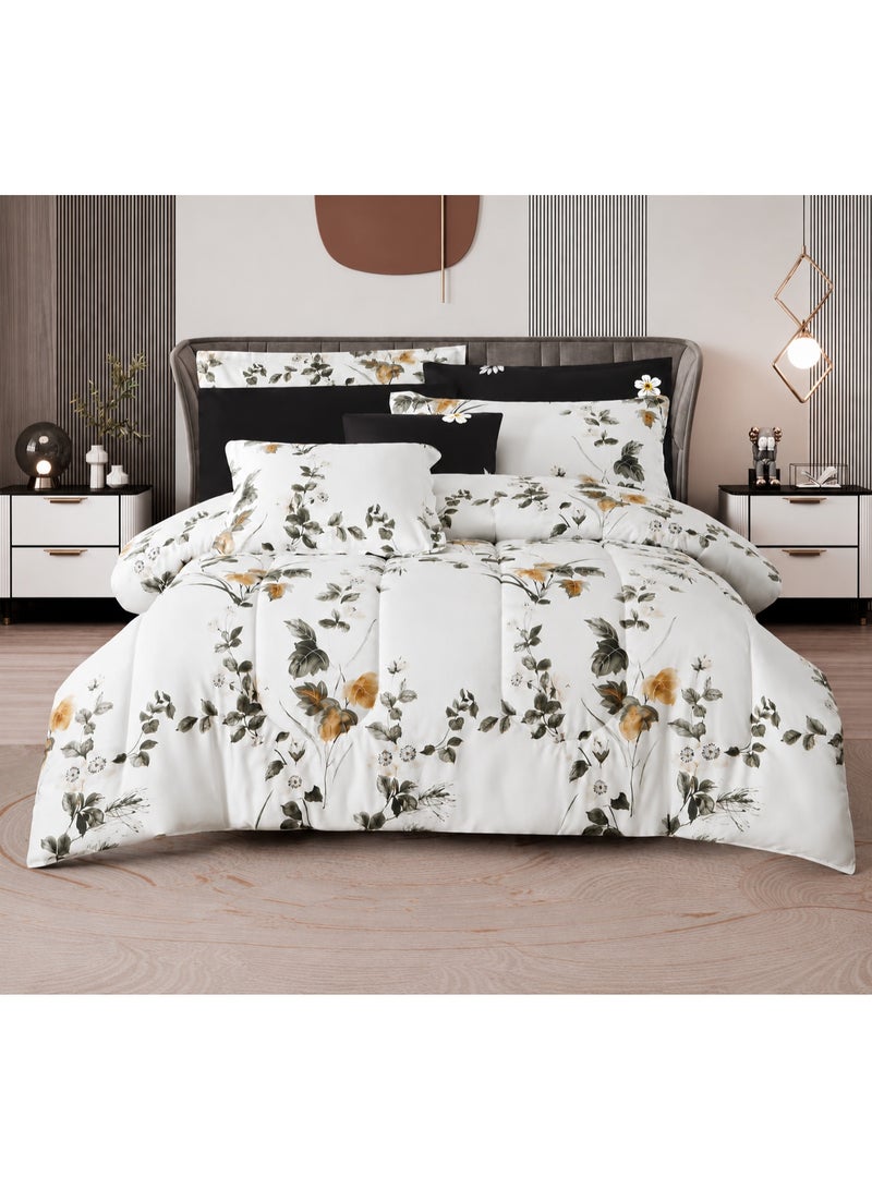 Luxury 8-Piece Comforter Set – King Size, Microfiber Fabric, – Fits 200x200 cm size bed, soft 100 GSM filling - Image 1