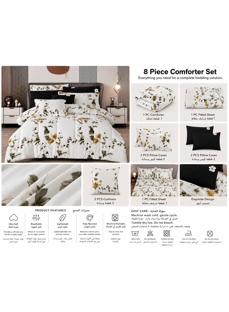 Luxury 8-Piece Comforter Set – King Size, Microfiber Fabric, – Fits 200x200 cm size bed, soft 100 GSM filling - Image 2