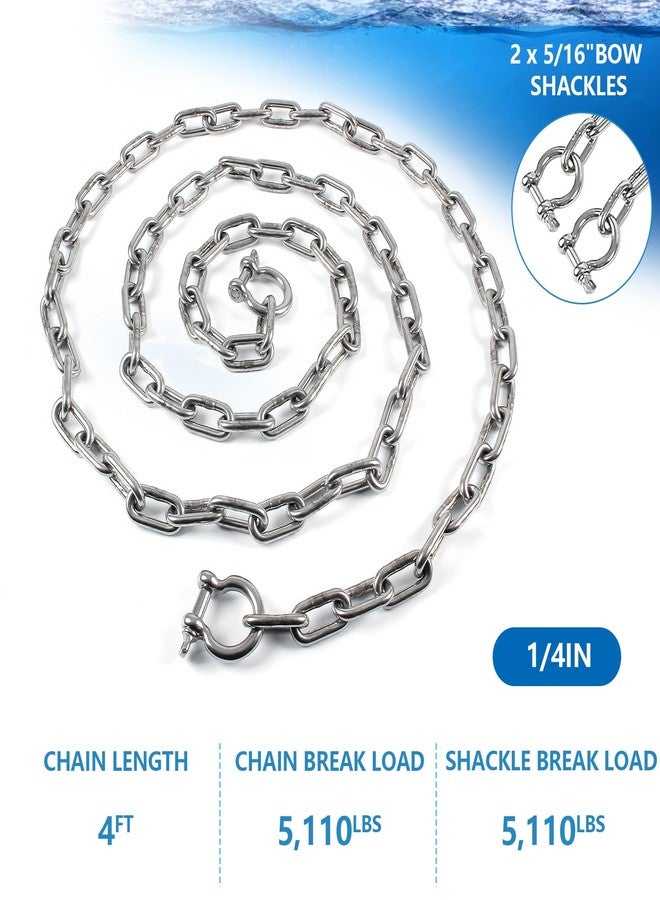 BALAVA Anchor Chain,316 Stainless Steel Anchor Chain,1/4in x4ft Anchor Chain for Boat,Boat Anchor Chain with 2 Pcs 5/16" Anti-Off Shackles,Marine Grade Anchor Chain for Different Boat Anchors - Image 3