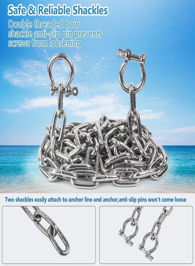 BALAVA Anchor Chain,316 Stainless Steel Anchor Chain,1/4in x4ft Anchor Chain for Boat,Boat Anchor Chain with 2 Pcs 5/16" Anti-Off Shackles,Marine Grade Anchor Chain for Different Boat Anchors - Image 5