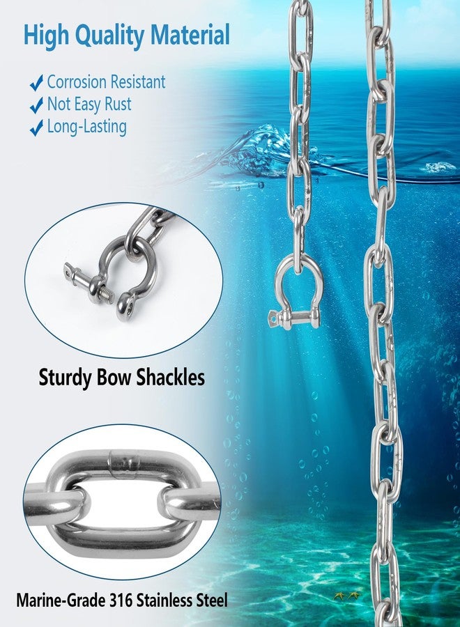 BALAVA Anchor Chain,316 Stainless Steel Anchor Chain,1/4in x4ft Anchor Chain for Boat,Boat Anchor Chain with 2 Pcs 5/16" Anti-Off Shackles,Marine Grade Anchor Chain for Different Boat Anchors - Image 4