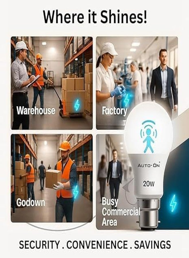 Auto-ON Motion Sensor LED Bulb (20W) (Automatic ON/OFF) (Works both during Day/Night) (Only Motion Sensing)-Surge Protector-(One Year Warranty) - Cool White- Pack of 1 - Image 3