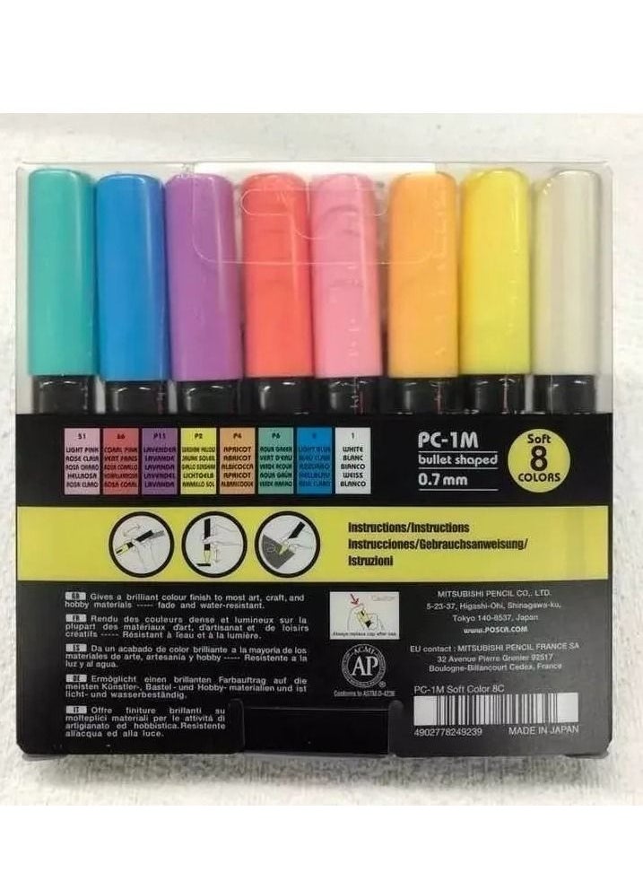 POSCA 8-Piece Extra Fine Bullet paint Marker Multicolour  - Image 2