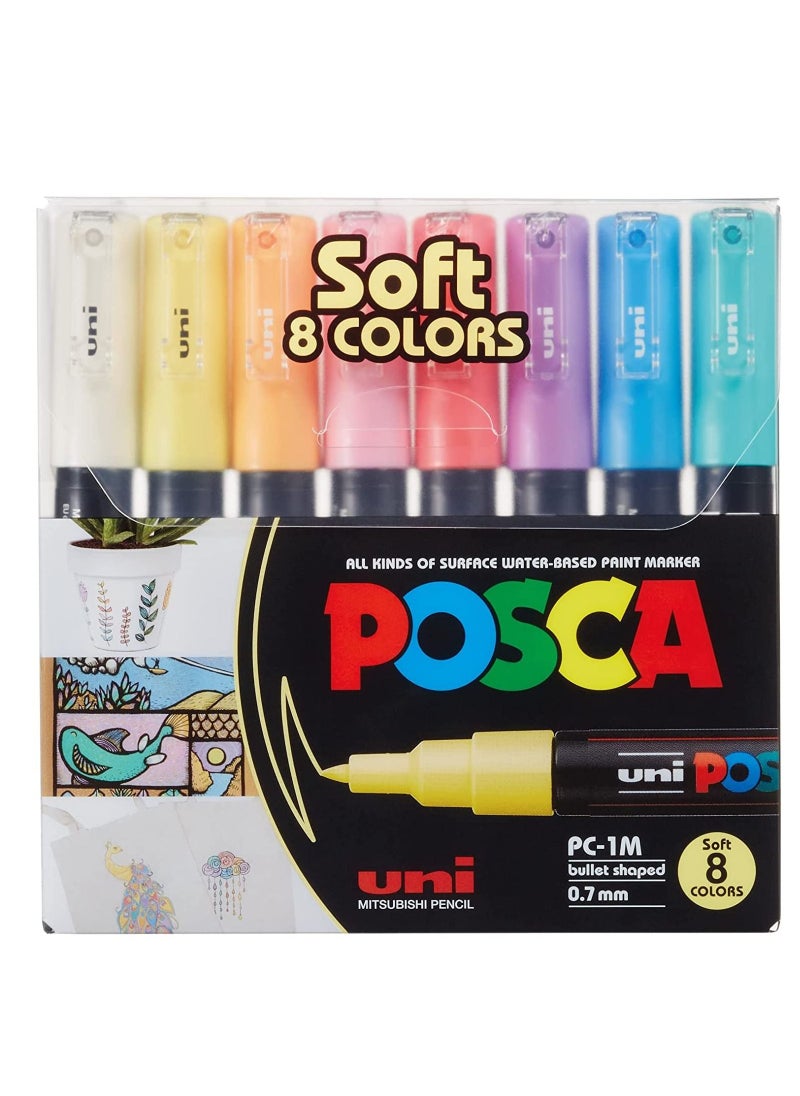 POSCA 8-Piece Extra Fine Bullet paint Marker Multicolour  - Image 1