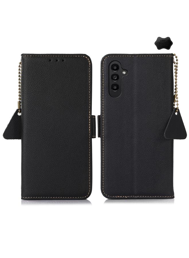 اس-توب جراب لهاتف Samsung Galaxy M35 بمغناطيس جانبي من الجلد الأصلي بتقنية RFID من TJ - Image 1