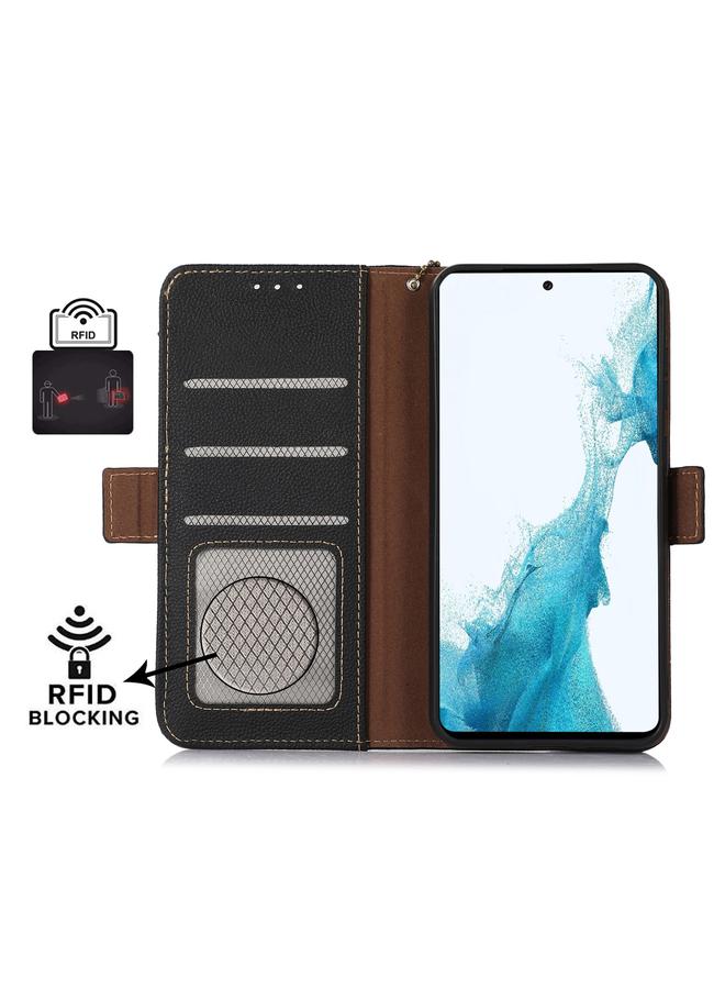 اس-توب جراب لهاتف Samsung Galaxy M35 بمغناطيس جانبي من الجلد الأصلي بتقنية RFID من TJ - Image 5