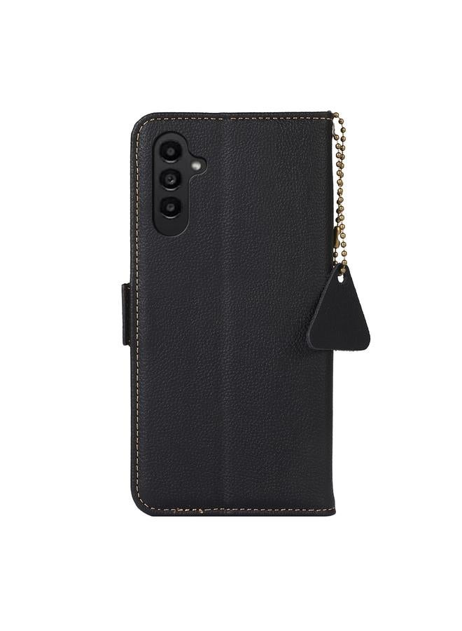 اس-توب جراب لهاتف Samsung Galaxy M35 بمغناطيس جانبي من الجلد الأصلي بتقنية RFID من TJ - Image 4