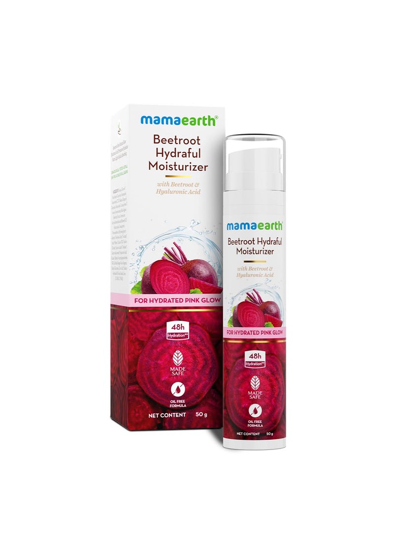 Mamaearth MAMAEARTH Beetroot Hydraful Face Moisturizer for Hydrated Pink Glow | Give Up to 48-Hour Hydration | Infused with Hyaluronic Acid | Oil-Free Formula | 1.76 Oz/50g 