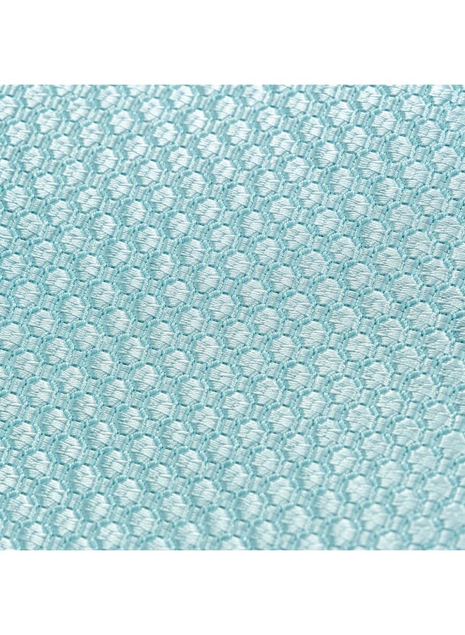 Men’s Light Blue Textured Woven Necktie and Pocket Square Set - Image 4