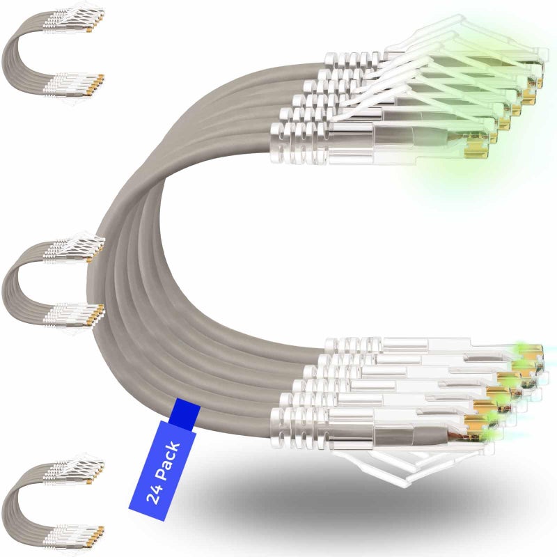 Rapink Patch Cables Cat6 Cat6a 2ft 24 Pack Slim Cat6a Ethernet Patch Cable 20G Support Snagless Cat 6 Patch Cable for Patch Panel to Switch Flexiable Cat6 Ethernet Cable Grey - Image 2