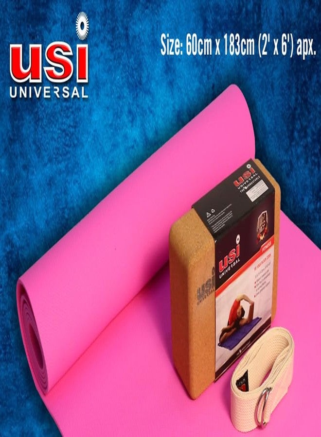 USI UNIVERSAL Yoga Mat, 60cmx183cm Yoga Mat, Dense Foam, Non-slip, Durable, Light Weight 4 mm Yoga Mat For Men & Women, High Density Anti-Tear Exercise Yoga Mat with Carrying Strap - Image 2