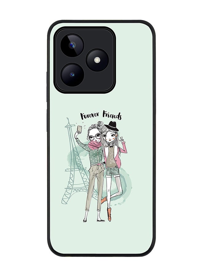 Stylizedd حافظة سوداء متينة لهاتف Realme C51 / Realme Note 50 4G، حافظة رفيعة مرنة مضادة للصدمات من TPU جل - أصدقاء للأبد - Image 1