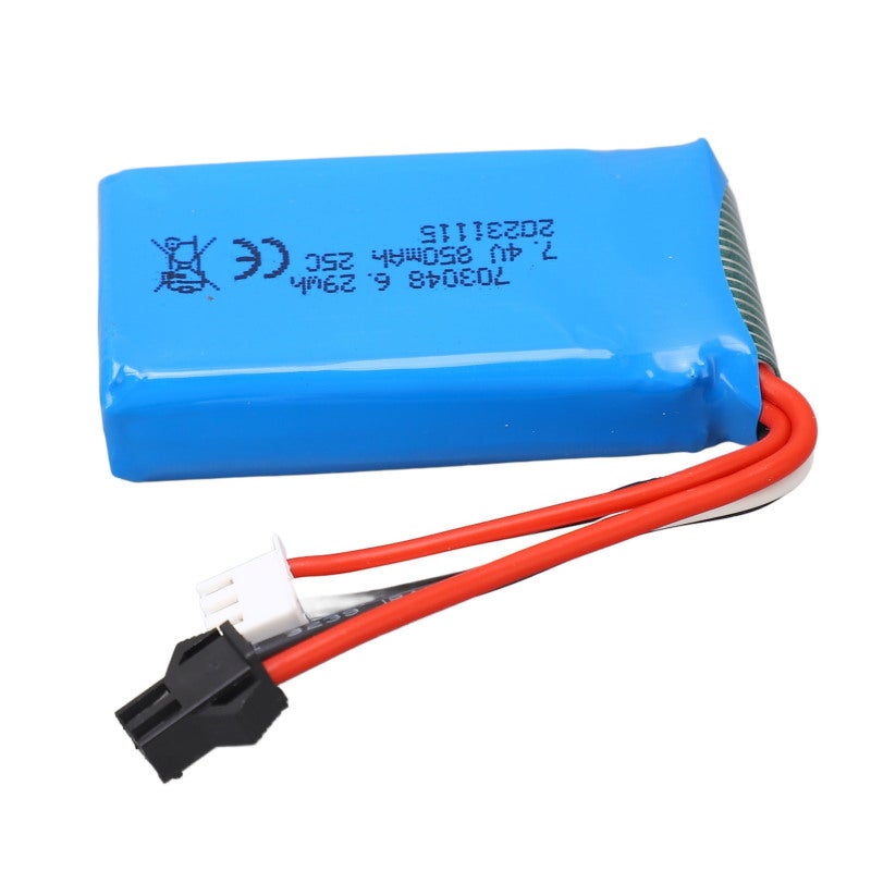 7.4V 850mAh Lithium Battery with SM Black Plug for WLtoys V912 - Lightweight Portable Design - RC Airplane Replacement Battery for RC Toy Vehicles - Image 1