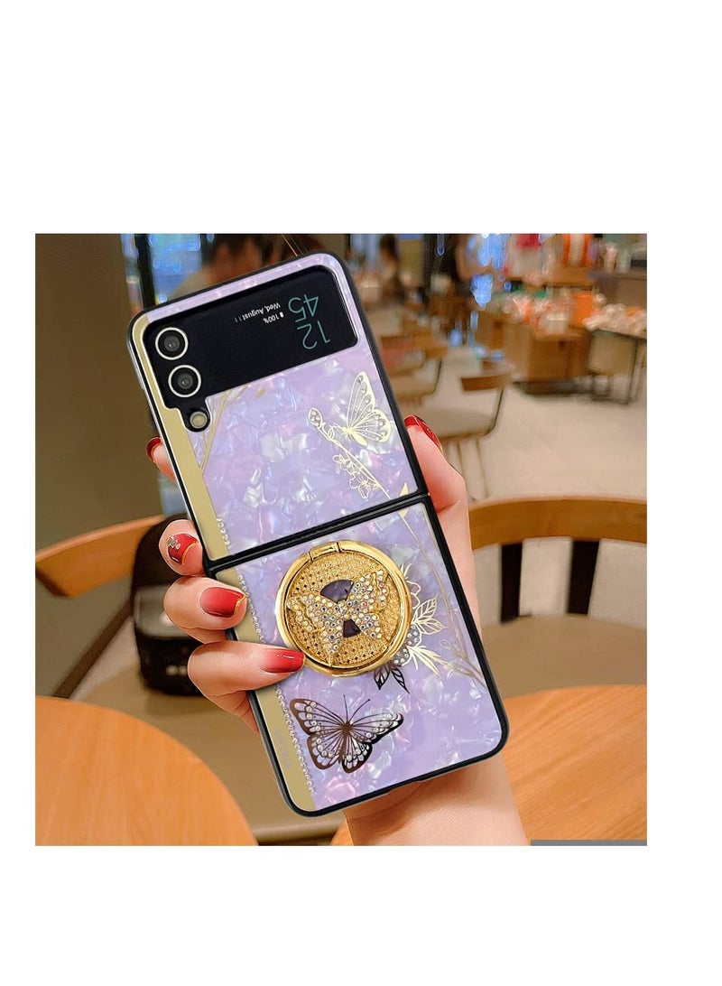 Barakah Case for Samsung Z Flip 4, Cute Bling Butterfly Marble Elegant Rhinestone Diamond, Protective Cases Cover for Girls for Samsung Galaxy Z Flip4 - Image 4