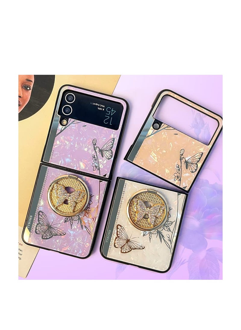 Barakah Case for Samsung Z Flip 4, Cute Bling Butterfly Marble Elegant Rhinestone Diamond, Protective Cases Cover for Girls for Samsung Galaxy Z Flip4 - Image 5