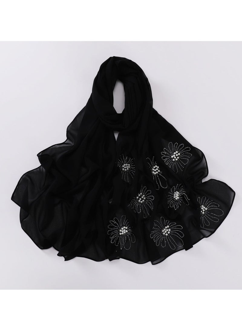 Nariele New Nail Bead Diamond Chiffon Headscarf