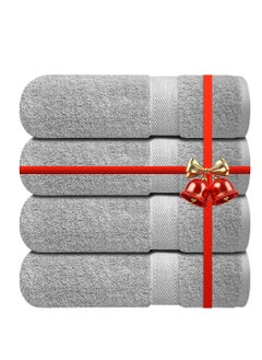 Infinitee Xclusives Premium Bath Towels Set Pack of 4-100% Ring Spun Cotton Towels - Grey Bath Towels 68cm x 137cm - Soft Feel, Quick Dry, Highly Absorbent Durable Towels, Perfect for Daily Use by Infinitee Xclusives  - Image 1