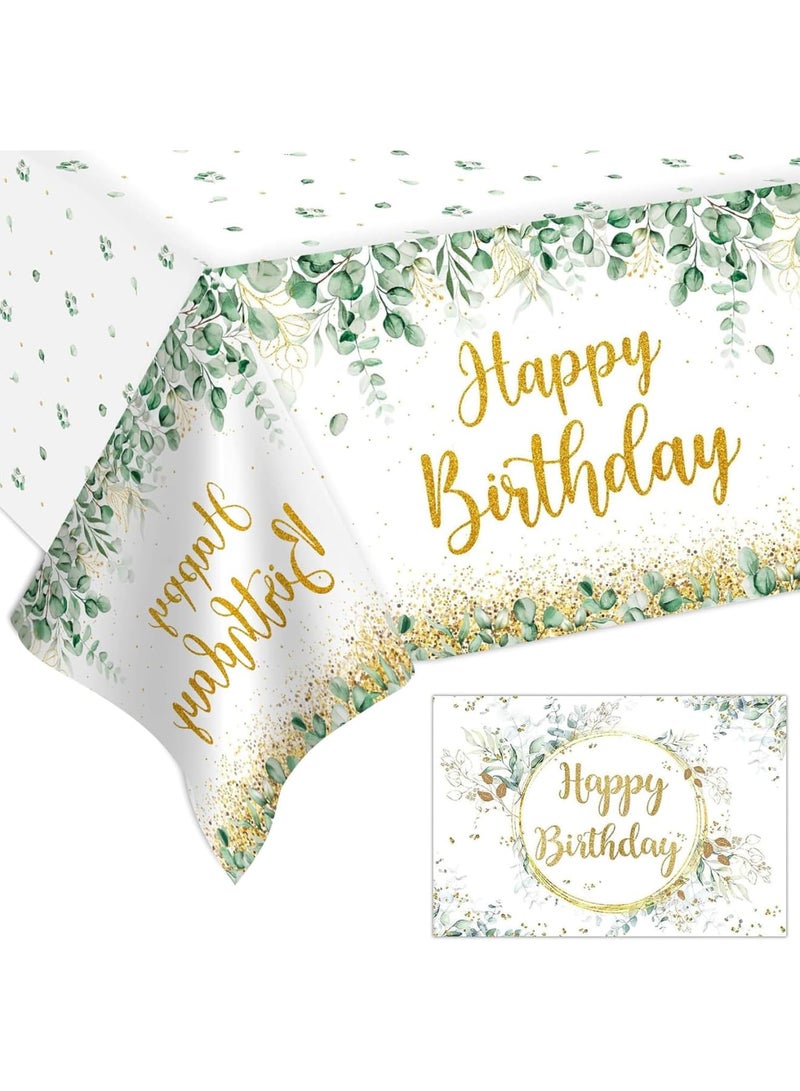 SYOSI Birthday Table Cloth, Party Table Cover with Happy Birthday Design for Table Decorations, Reusable Waterproof Tablecloth for Birthday Parties Events and Celebrations, 220 x 130 cm - Image 1