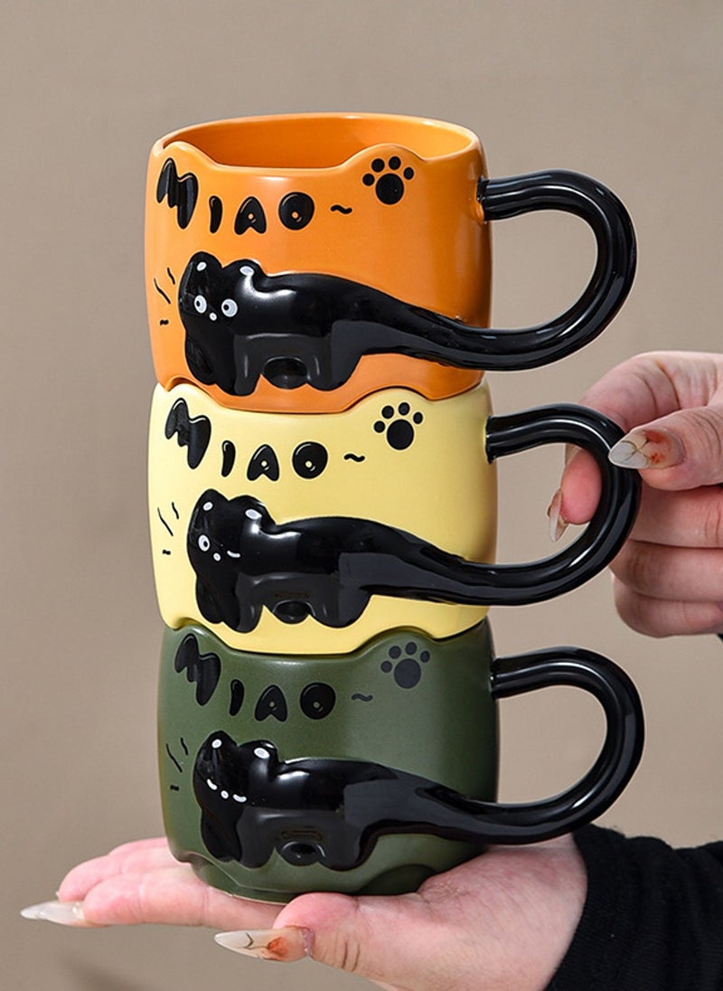 Ceramic Mug, Cute Little Black Cat, For Coffee Tea Cold Drinks, Microwave & Dishwasher Safe, 380Ml - Image 5