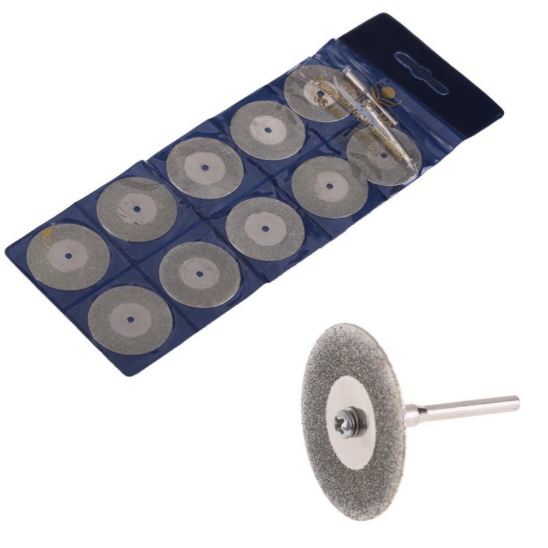KROST TC667 10PCS Diamond Blade Set Aluminium 22 mm Mini Diamond Saw Blade with Connecting Shank for Dremel Drill Bit Rotary Tool (Silver, 12 Piece) - Image 2