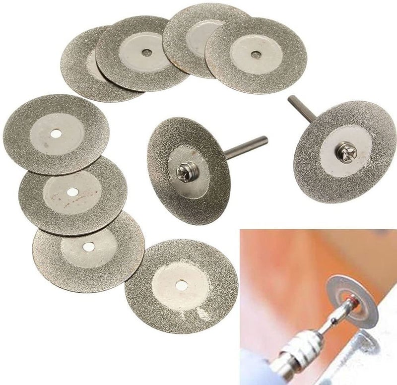 KROST TC667 10PCS Diamond Blade Set Aluminium 22 mm Mini Diamond Saw Blade with Connecting Shank for Dremel Drill Bit Rotary Tool (Silver, 12 Piece) - Image 5