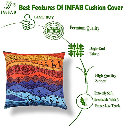 IM FAB IMFAB Camel Multicolor Digital Printed Decorative Canvas Cotton Cushion Covers Set of 5 pcs(40x40 Cms,16x16 Inchs) - Image 4