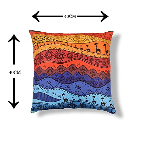 IM FAB IMFAB Camel Multicolor Digital Printed Decorative Canvas Cotton Cushion Covers Set of 5 pcs(40x40 Cms,16x16 Inchs) - Image 5