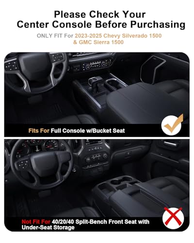 EcoZen 2026 Silverado 1500 Center Console Organizer Upgrade For 20232026 Chevy Silverado 1500GMC Sierra 1500 Center Console Organizer Under Screen Organizer Only Fit Full Console wBucket Seats - Image 3