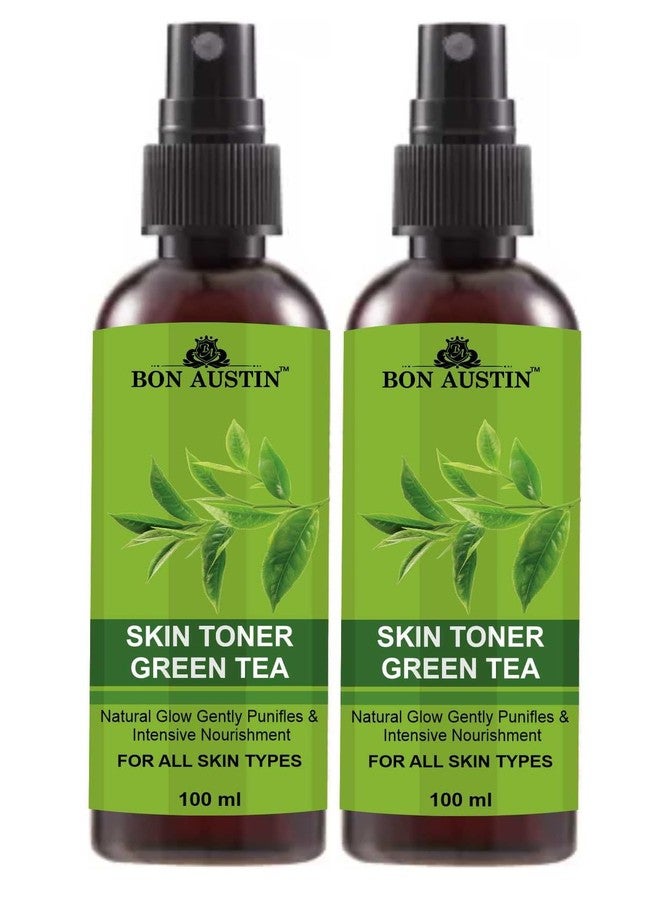 Bon Austin Green Tea Face Toner for Radiant Glow Skin Toner with Vitamin C/Pore Tightening Toner for Men & Women Pack of 2 of 100 ML - Image 1