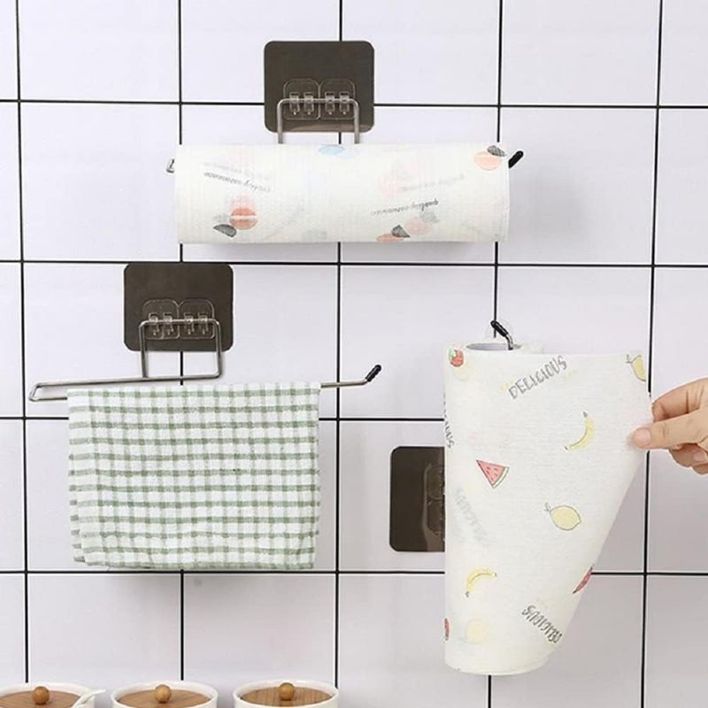 Sweetjoy Sweetjoy Stainless Steel Self Paper Roll Holder Tissue Paper Stand Towel Bar Hanger for Kitchen Bathroom Toilet with Magic Adhesive Pad  - Image 4