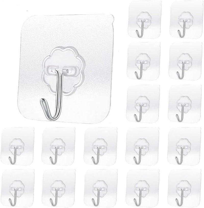 Bonsenkitchen Adhesive Wall Hooks for Hanging Heavy Duty 3kg Hooks for Walls No Damage, Towel Sticky Clear Hooks, Waterproof, Home, Bathroom, Kitchen, Office, and Outdoor 5 Pack (Flower Hook, 5) - Image 1