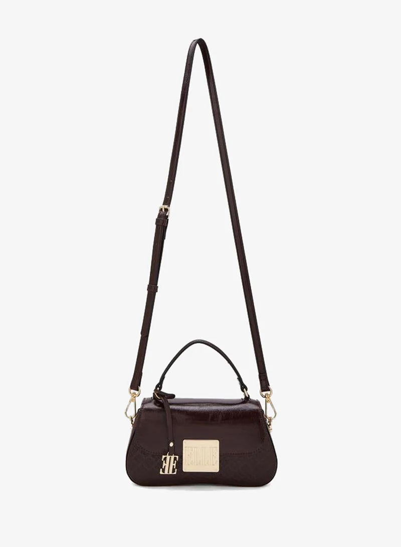 ايل Monogram Embossed Satchel Bag With Detachable Strap
