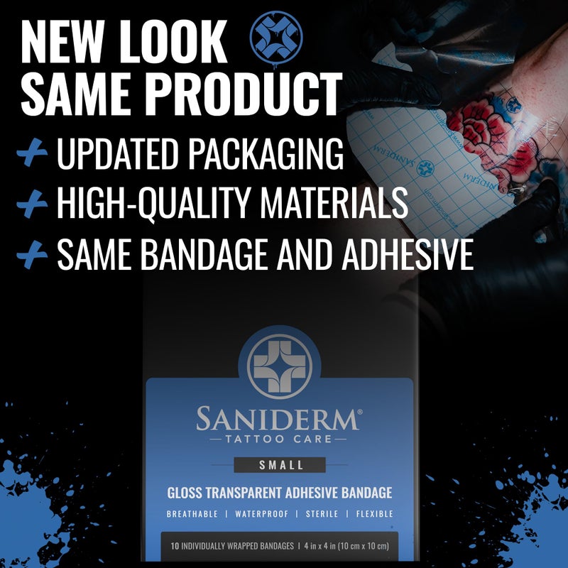 Saniderm Tattoo Aftercare Bandage 10 Sheets (Small Pack, 4 in x 4 in) â€“ Convenient, Faster Tattoo Healing and Protection â€“ Sterile, Waterproof, and Latex-Free - Image 2
