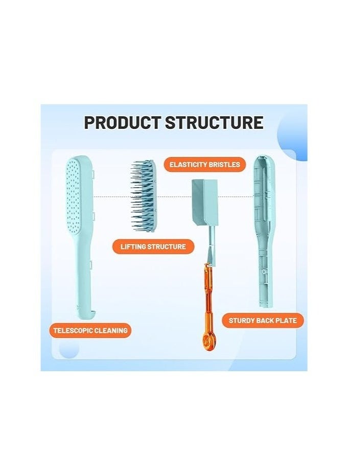 Self Cleaning Hair Brush One Pull Clean Massage Comb Anti Static Hair Comb Hairbrush for Women Soft Hair Combs Hairbrushes for Long Short Wavy Straight Hair (Blue) - Image 4