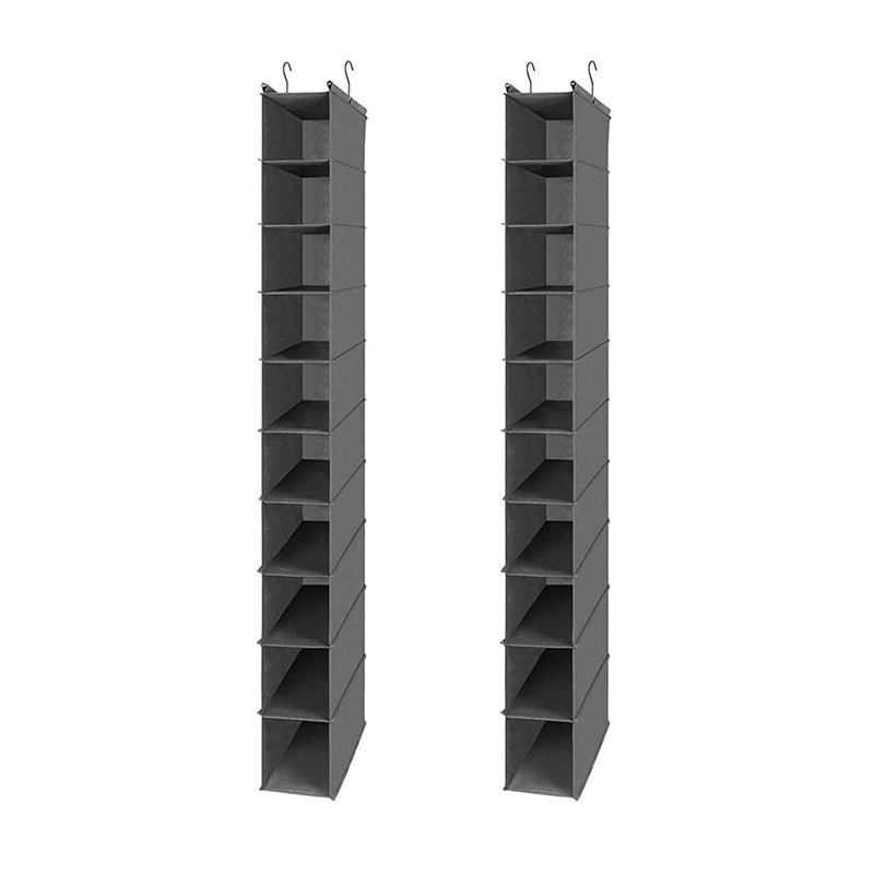 MAX Houser 10Shelf Hanging Shoe Shelf Organizer Hanging Shoe Storage for ClosetPack of 2Grey