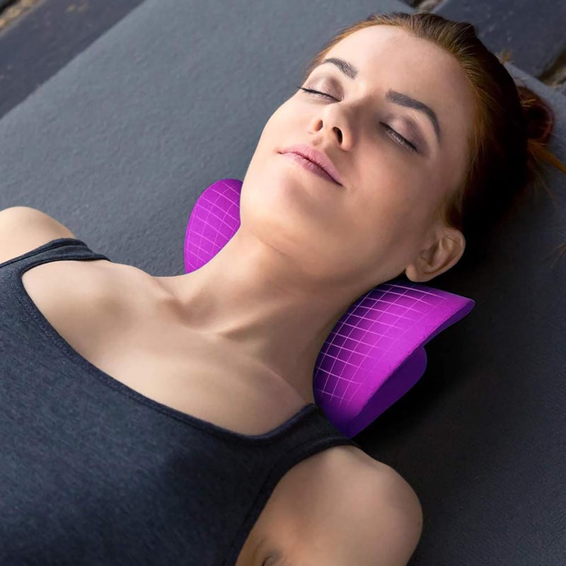 RESTCLOUD Neck and Shoulder Relaxer, Cervical Traction Device for TMJ Pain Relief and Cervical Spine Alignment, Chiropractic Pillow, Neck Stretcher (Purple) - Image 3
