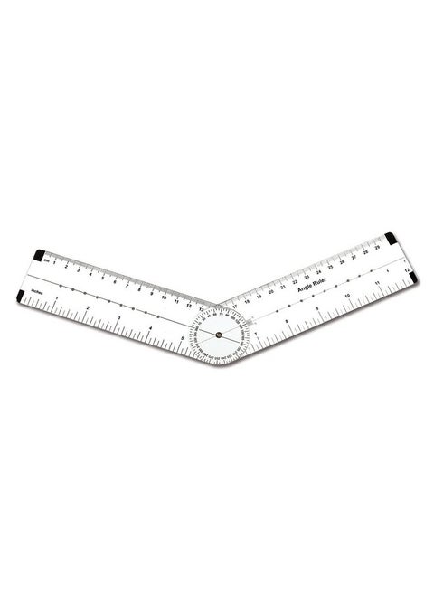 -7752 Angle Measurement Ruler - Clear, Flexible And Adjustable Geometry Measuring Tool - Measure Angles To 360 Degrees And Lines To 12"