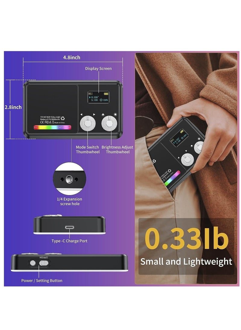 Generic VL140 RGB Video Light, Portable RGB Camera Light, 3600mAh Battery, 360 Full Color 20 Light Effects, CRI≥95 2500-9000K LED Panel DSLR Photography Lighting  - Image 3