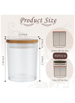 SKYLINK 12 Pack 8oz Frosted Glass Candle Jars with Bamboo Lids, Empty Candle Containers for DIY Candle Making, Includes Wicks, Wick Holders, Safety Warning Labels, Custom & Blank Stickers  - Image 2