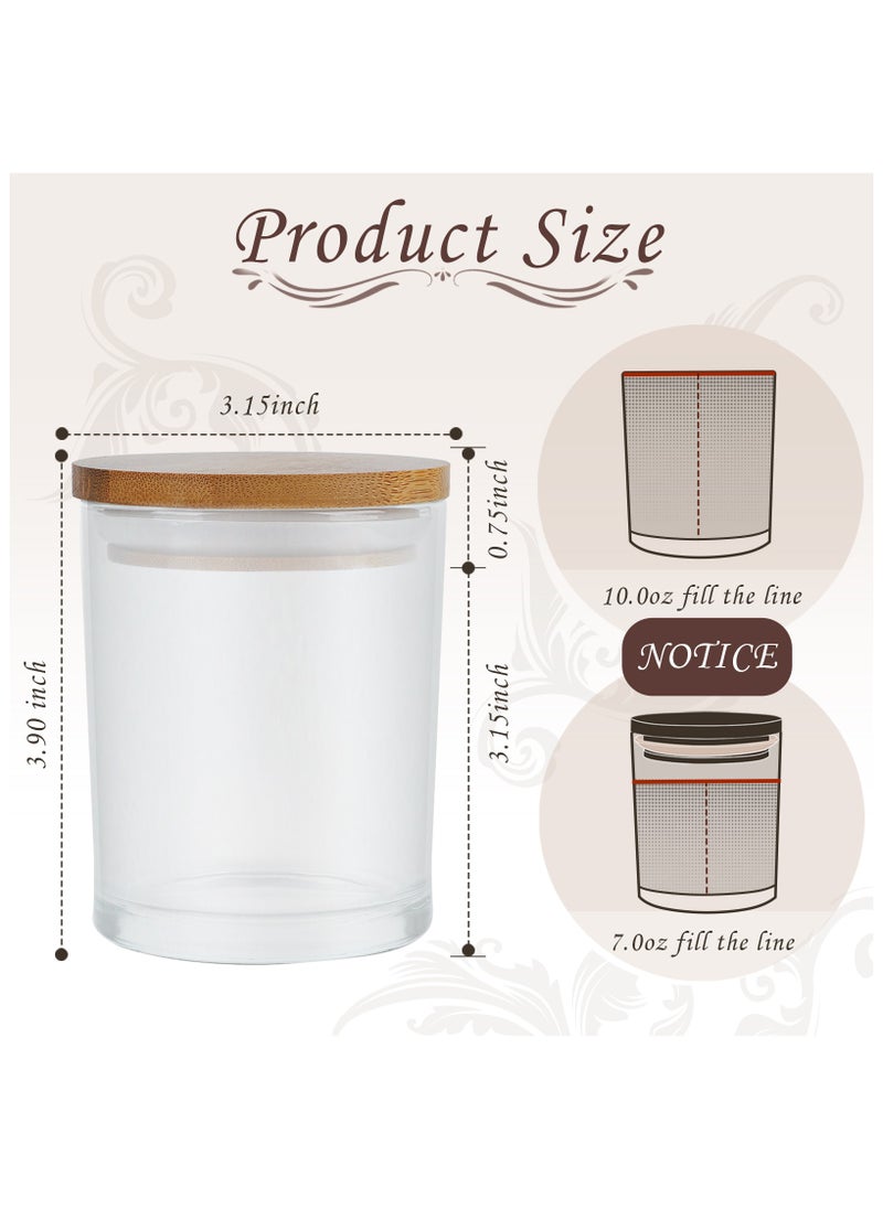 SKYLINK - 12 Pack 8oz Frosted Glass Candle Jars with Bamboo Lids, Empty Candle Containers for DIY Candle Making, Includes Wicks, Wick Holders, Safety Warning Labels, Custom & Blank Stickers - Image 1