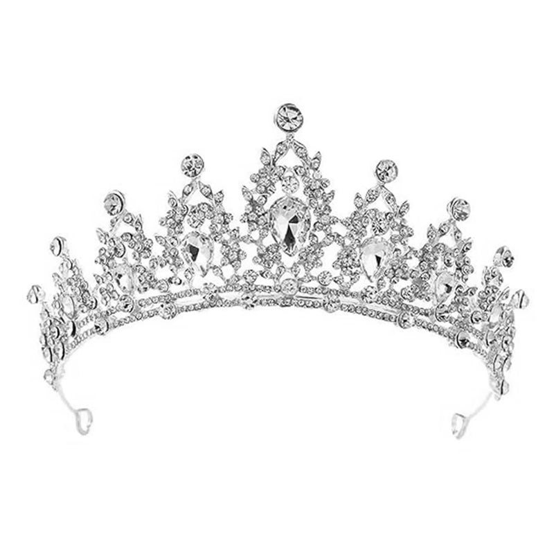 Peora Silver Plated Cubic Zirconia Studded Princess Tiara Crown Hair Accessory Gift for Girls & Women. - Image 5
