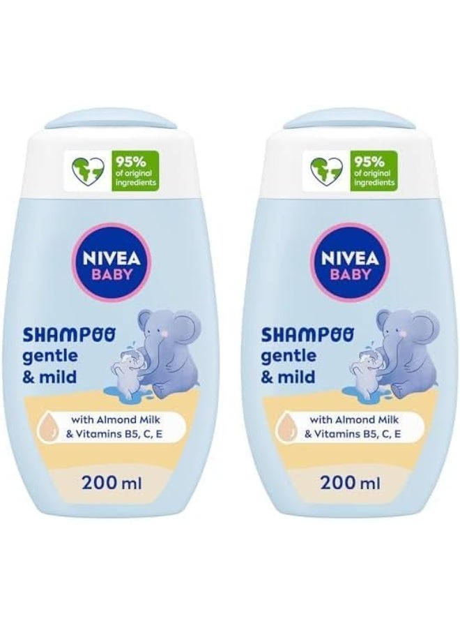 NIVEA Baby Bath Shampoo, Pure & Mild Camomile Extract, 200ml (Pack of 2) - Image 1