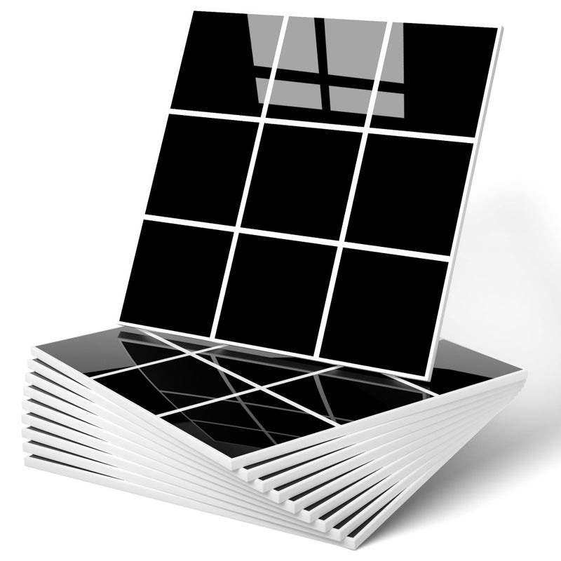 WADILE WDILE PVC Peel and Stick Tiles, Self-Adhesive Backsplash Panels for Kitchen, Bathroom, Laundry Walls Waterproof and Easy to Clean Stick-On Backsplash Black Checkered 10 PC - Image 1