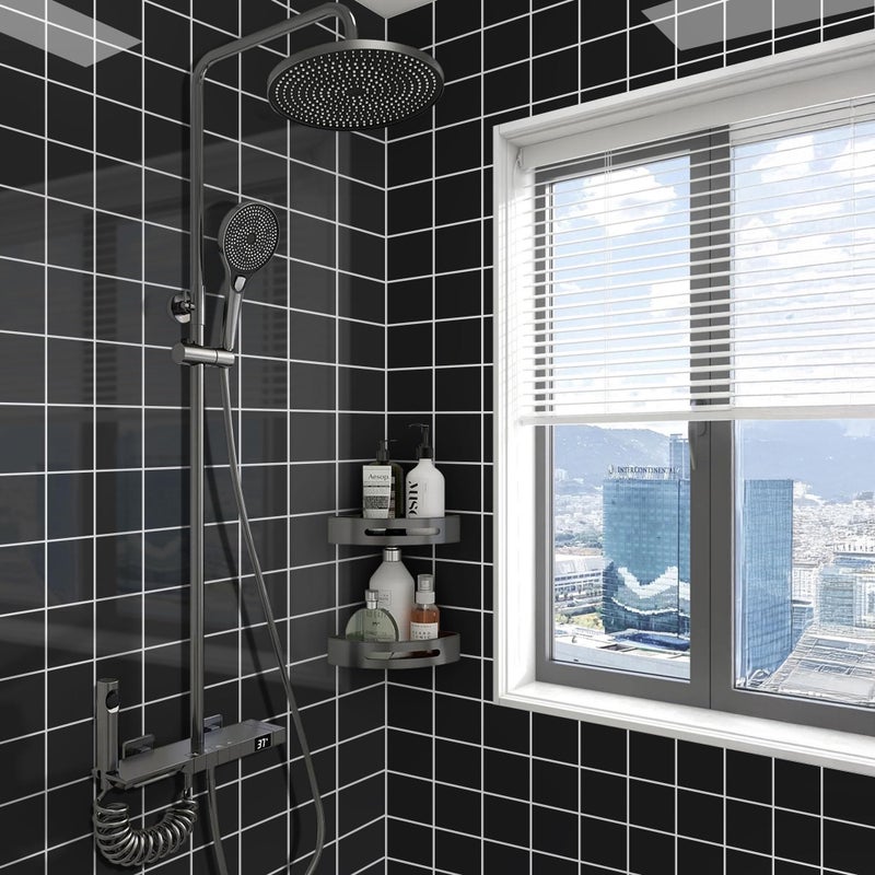 WADILE WDILE PVC Peel and Stick Tiles, Self-Adhesive Backsplash Panels for Kitchen, Bathroom, Laundry Walls Waterproof and Easy to Clean Stick-On Backsplash Black Checkered 10 PC - Image 5
