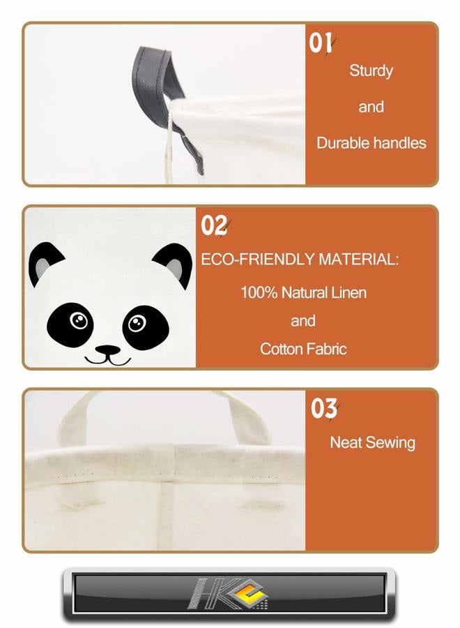 HKEC Baby Laundry Hamper,Kids Laundry Baskets,Waterproof Toy Storage Bin,Dirty Clothes Hamper for Nursery,Panda Gift Baskets,Boys Bedroom Decor(Panda) - Image 5
