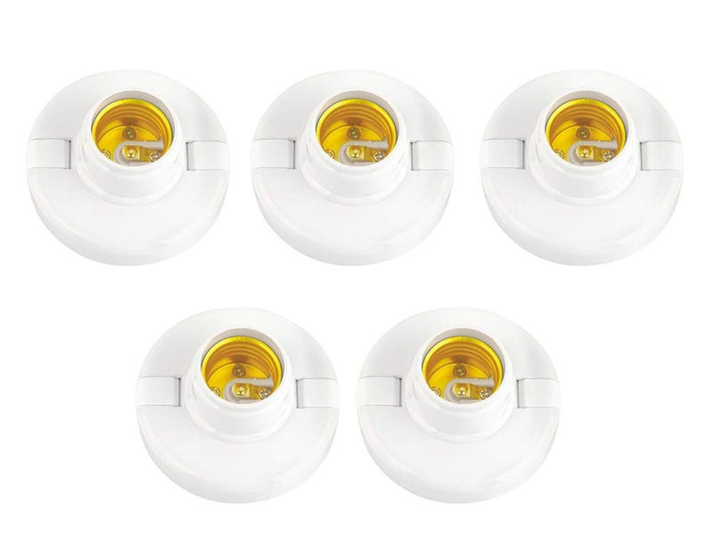 WOIWO 5PCS Popular Lamp Holder E27 Round Plastic Base Screw Bulb Holder White E27 Base Lamp Holder