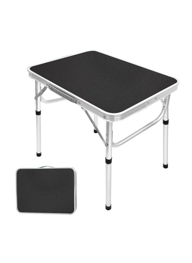 Denzoz Folding Table Portable Lightweight Folding Camping Table Aluminum Small Folding Table Portable with Handle Adjustable Height for Picnic Party BBQ Black  - Image 1