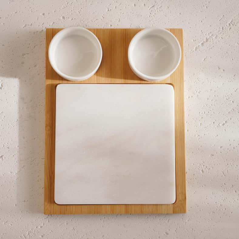 Pan Home Natura 4-Piece Serving Set 28x21x3cm -Natural & White - Image 5