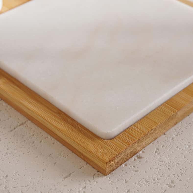 Pan Home Natura 4-Piece Serving Set 28x21x3cm -Natural & White - Image 2