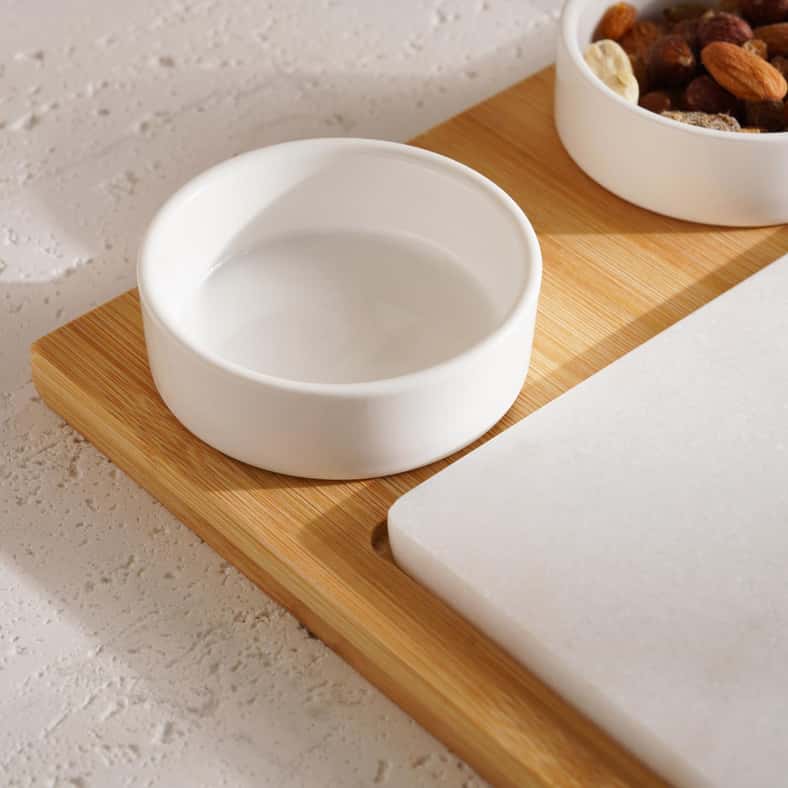 Pan Home Natura 4-Piece Serving Set 28x21x3cm -Natural & White - Image 3